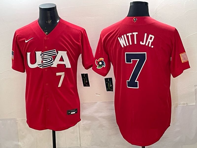 Men 2026 World Cub USA #7 Witt jr Red Nike MLB Jersey style 005->more jerseys->MLB Jersey